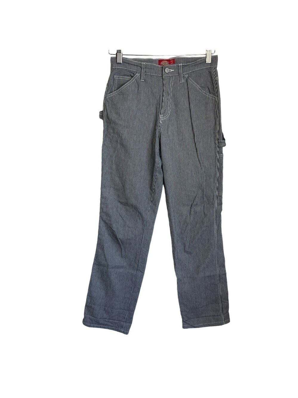Dickies Girl Junior's Hickory Striped Relaxed Fit Cargo Painters Pants S…